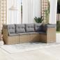 Preview: ARDEBO.de - 5-tlg. Garten-Sofagarnitur mit Kissen Beige Poly Rattan