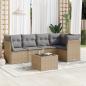 Preview: ARDEBO.de - 6-tlg. Garten-Sofagarnitur mit Kissen Beige Poly Rattan