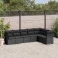 Preview: ARDEBO.de - 7-tlg. Garten-Sofagarnitur mit Kissen Schwarz Poly Rattan