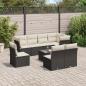 Preview: ARDEBO.de - 9-tlg. Garten-Sofagarnitur mit Kissen Schwarz Poly Rattan