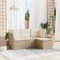 Preview: ARDEBO.de - 4-tlg. Garten-Sofagarnitur mit Kissen Beige Poly Rattan