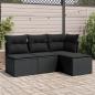 Preview: ARDEBO.de - 4-tlg. Garten-Sofagarnitur mit Kissen Schwarz Poly Rattan