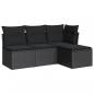 Preview: 4-tlg. Garten-Sofagarnitur mit Kissen Schwarz Poly Rattan