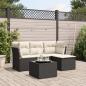 Preview: ARDEBO.de - 5-tlg. Garten-Sofagarnitur mit Kissen Schwarz Poly Rattan