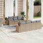 Preview: ARDEBO.de - 8-tlg. Garten-Sofagarnitur mit Kissen Beige Poly Rattan