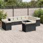 Preview: ARDEBO.de - 12-tlg. Garten-Sofagarnitur mit Kissen Schwarz Poly Rattan