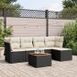 Preview: ARDEBO.de - 6-tlg. Garten-Sofagarnitur mit Kissen Schwarz Poly Rattan