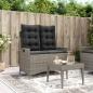 Preview: ARDEBO.de - Gartenbank Verstellbar mit Kissen Grau Poly Rattan