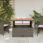 Preview: Gartentisch Grau 110x110x71 cm Poly Rattan und Akazienholz