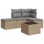 Preview: 5-tlg. Garten-Sofagarnitur mit Kissen Beige Poly Rattan