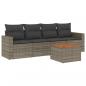 Preview: 5-tlg. Garten-Sofagarnitur mit Kissen Grau Poly Rattan