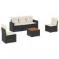 Preview: 6-tlg. Garten-Sofagarnitur mit Kissen Schwarz Poly Rattan