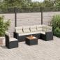 Preview: ARDEBO.de - 7-tlg. Garten-Sofagarnitur mit Kissen Schwarz Poly Rattan