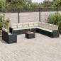 Preview: ARDEBO.de - 12-tlg. Garten-Sofagarnitur mit Kissen Schwarz Poly Rattan