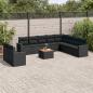 Preview: ARDEBO.de - 11-tlg. Garten-Sofagarnitur mit Kissen Schwarz Poly Rattan