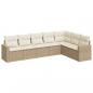 Preview: 7-tlg. Garten-Sofagarnitur mit Kissen Beige Poly Rattan