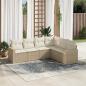 Preview: ARDEBO.de - 6-tlg. Garten-Sofagarnitur mit Kissen Beige Poly Rattan