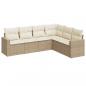 Preview: 6-tlg. Garten-Sofagarnitur mit Kissen Beige Poly Rattan