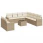 Preview: 10-tlg. Garten-Sofagarnitur mit Kissen Beige Poly Rattan