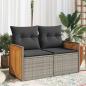 Preview: ARDEBO.de - Gartensofa 2-Sitzer mit Kissen Grau Poly Rattan