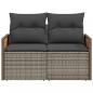 Preview: Gartensofa 2-Sitzer mit Kissen Grau Poly Rattan