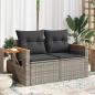 Preview: ARDEBO.de - Gartensofa 2-Sitzer mit Kissen Grau Poly Rattan