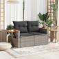 Preview: Gartensofa 2-Sitzer mit Kissen Grau Poly Rattan