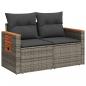 Preview: Gartensofa 2-Sitzer mit Kissen Grau Poly Rattan