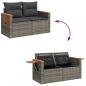 Preview: Gartensofa 2-Sitzer mit Kissen Grau Poly Rattan