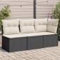 Preview: ARDEBO.de - Gartensofa mit Kissen 3-Sitzer Schwarz Poly Rattan