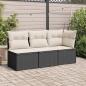 Preview: Gartensofa mit Kissen 3-Sitzer Schwarz Poly Rattan