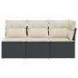 Preview: Gartensofa mit Kissen 3-Sitzer Schwarz Poly Rattan