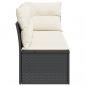 Preview: Gartensofa mit Kissen 3-Sitzer Schwarz Poly Rattan