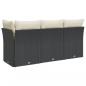 Preview: Gartensofa mit Kissen 3-Sitzer Schwarz Poly Rattan