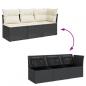 Preview: Gartensofa mit Kissen 3-Sitzer Schwarz Poly Rattan