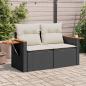 Preview: ARDEBO.de - Gartensofa mit Kissen 2-Sitzer Schwarz Poly Rattan