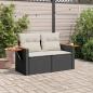 Preview: Gartensofa mit Kissen 2-Sitzer Schwarz Poly Rattan