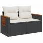 Preview: Gartensofa mit Kissen 2-Sitzer Schwarz Poly Rattan