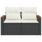 Preview: Gartensofa mit Kissen 2-Sitzer Schwarz Poly Rattan