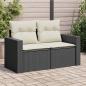 Preview: ARDEBO.de - Gartensofa mit Kissen 2-Sitzer Schwarz Poly Rattan