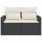 Preview: Gartensofa mit Kissen 2-Sitzer Schwarz Poly Rattan