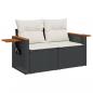 Preview: Gartensofa mit Kissen 2-Sitzer Schwarz Poly Rattan