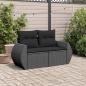 Preview: Gartensofa mit Kissen 2-Sitzer Schwarz Poly Rattan