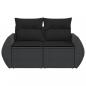 Preview: Gartensofa mit Kissen 2-Sitzer Schwarz Poly Rattan