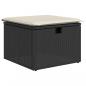 Preview: Gartenhocker mit Kissen Schwarz 55x55x37 cm Poly Rattan