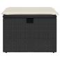 Preview: Gartenhocker mit Kissen Schwarz 55x55x37 cm Poly Rattan