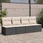 Preview: ARDEBO.de - Gartensofa mit Kissen 4-Sitzer Schwarz Poly Rattan