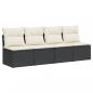 Preview: Gartensofa mit Kissen 4-Sitzer Schwarz Poly Rattan