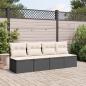 Preview: Gartensofa mit Kissen 4-Sitzer Schwarz Poly Rattan