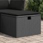 Preview: ARDEBO.de - Gartenhocker mit Kissen Schwarz 55x55x37 cm Poly Rattan